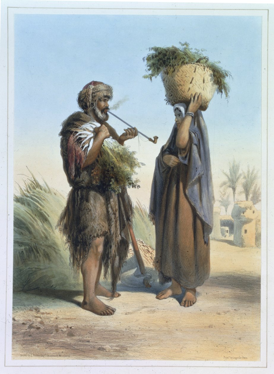 फेल्हा मैन एंड वूमन, &39;द वैली ऑफ द नाइल&39; का चित्रण, मॉइलर, पब द्वारा उकेरा गया। लेमरसीर द्वारा, 1848 द्वारा एमिल प्रिसे डी'वेनस