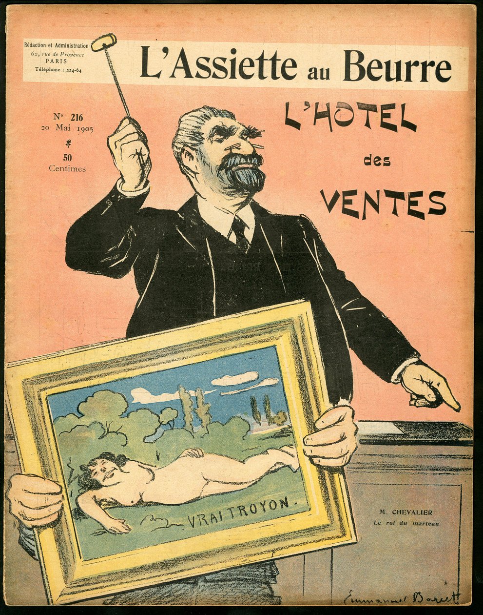 "" L'Plate au Beurre" का कवर, संख्या 215, रंगों में व्यंग्य द्वारा इमैनुएल बारसेट