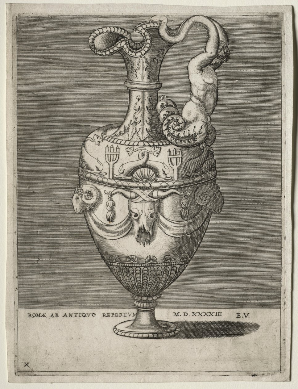 डॉल्फ़िन के साथ अलंकृत ईवर, 1543। द्वारा Enea विको