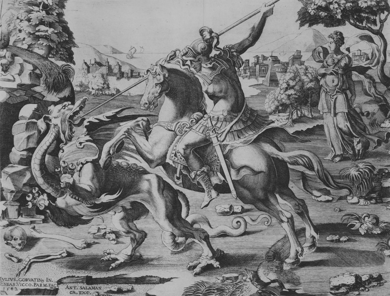 सेंट जॉर्ज किलिंग द ड्रैगन, 1542। द्वारा Enea विको
