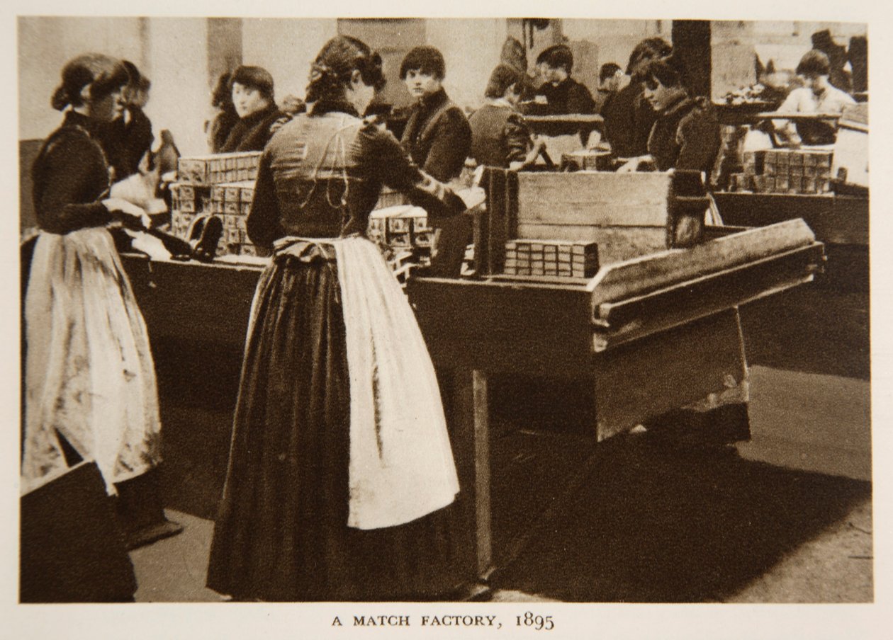 एक मैच फैक्ट्री, 1895, द टाइम्स से फोटो (सीपिया फोटो) द्वारा अंग्रेजी फोटोग्राफर