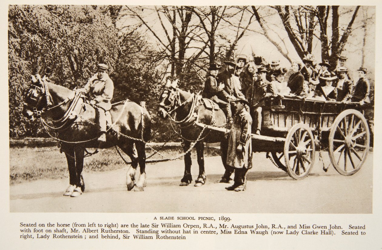 एक स्लेड स्कूल पिकनिक, 1899, द टाइम्स से फोटो (सीपिया फोटो) द्वारा अंग्रेजी फोटोग्राफर