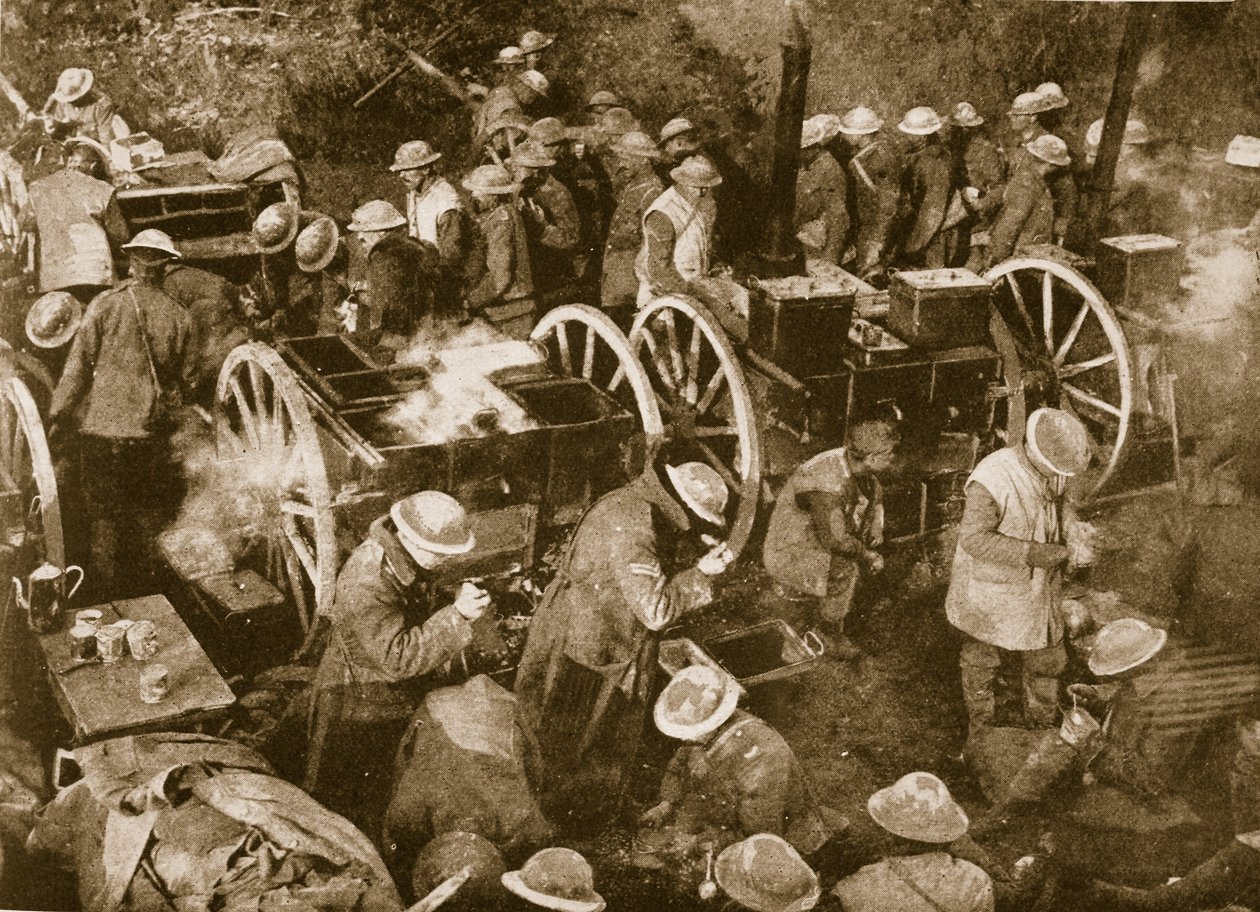 एनक्रे, 1914-19 पर पोर्टेबल फील्ड-रसोई में व्यस्त घंटे द्वारा अंग्रेजी फोटोग्राफर