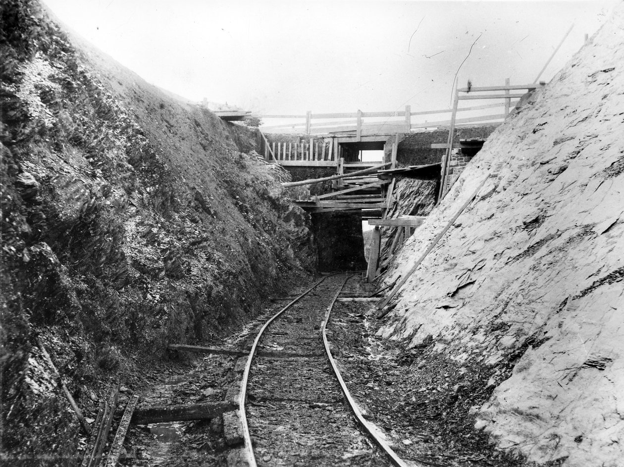 लिटन und बार्नस्टापल रेलवे का निर्माण, c.1897 द्वारा अंग्रेजी फोटोग्राफर