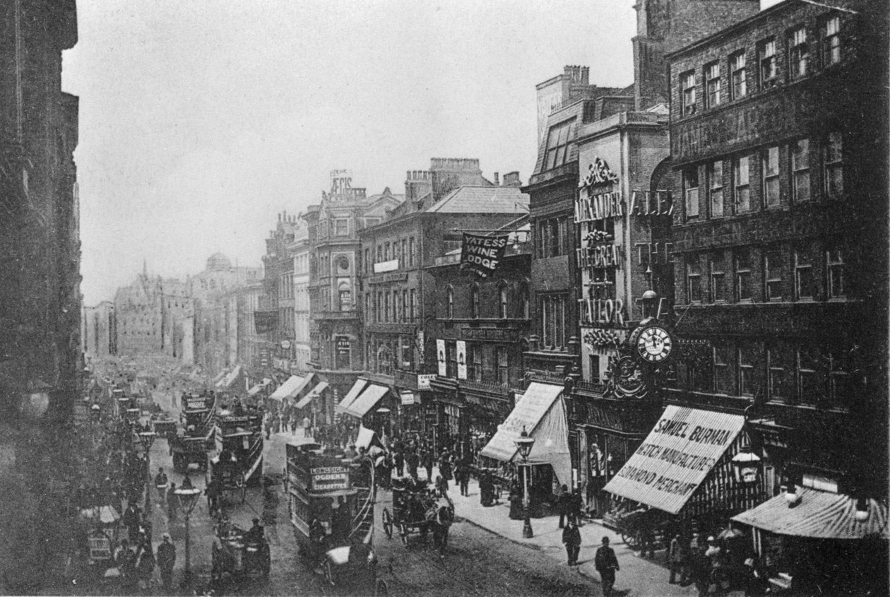मार्केट स्ट्रीट, मैनचेस्टर, c.1910 द्वारा अंग्रेजी फोटोग्राफर