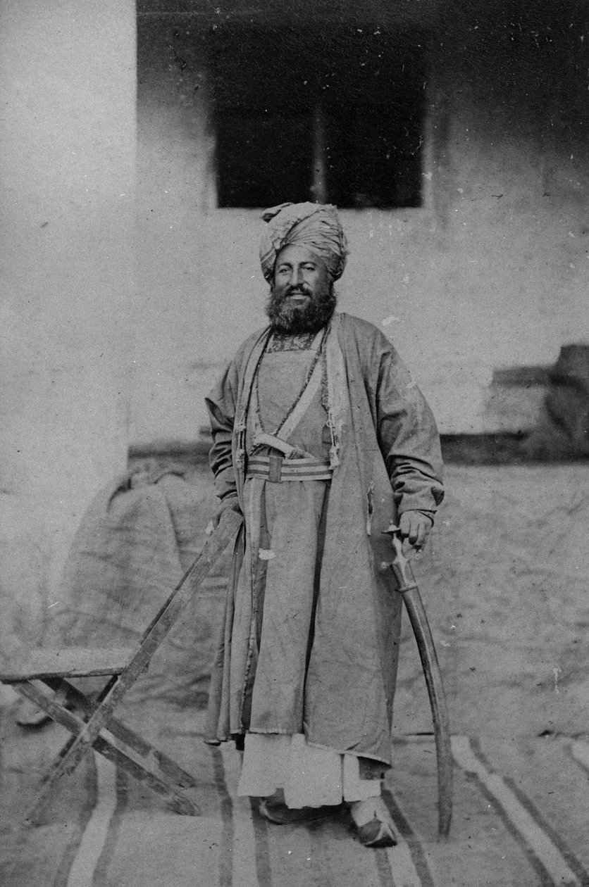 1878-80 के द्वितीय एंग्लो-अफगान युद्ध के दौरान एक आदमी का चित्रण द्वारा अंग्रेजी फोटोग्राफर