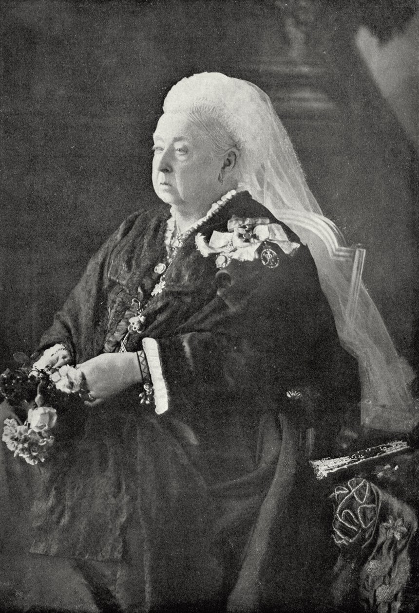 क्वीन विक्टोरिया (1819-1901) c.1899 (श्वेत-श्याम तस्वीर) द्वारा अंग्रेजी फोटोग्राफर