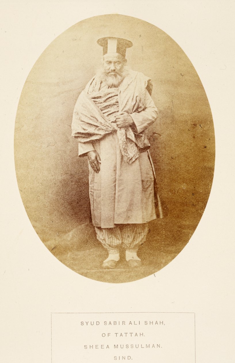 जे। फोर्ब्स वॉटसन द्वारा द पीपुल्स ऑफ इंडिया से तताह, शीया मुसुलमैन, सिंध के सैयद साबिर अली शाह, 1868 (एल्बम प्रिंट) प्रकाशित द्वारा अंग्रेजी फोटोग्राफर