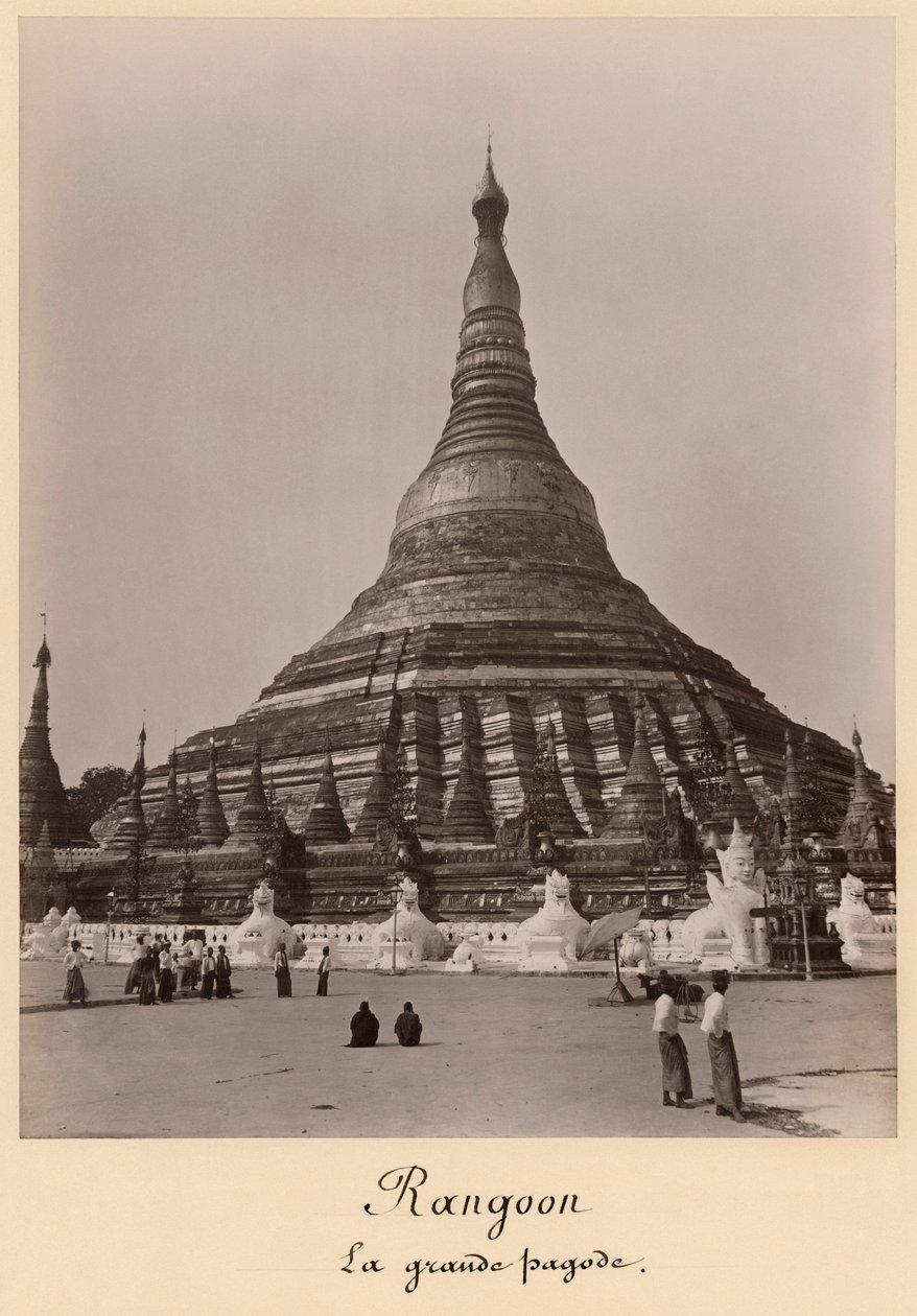 रंगून, बर्मा में श्वेदागन पैगोडा, c.1860 (एल्बम प्रिंट द्वारा अंग्रेजी फोटोग्राफर