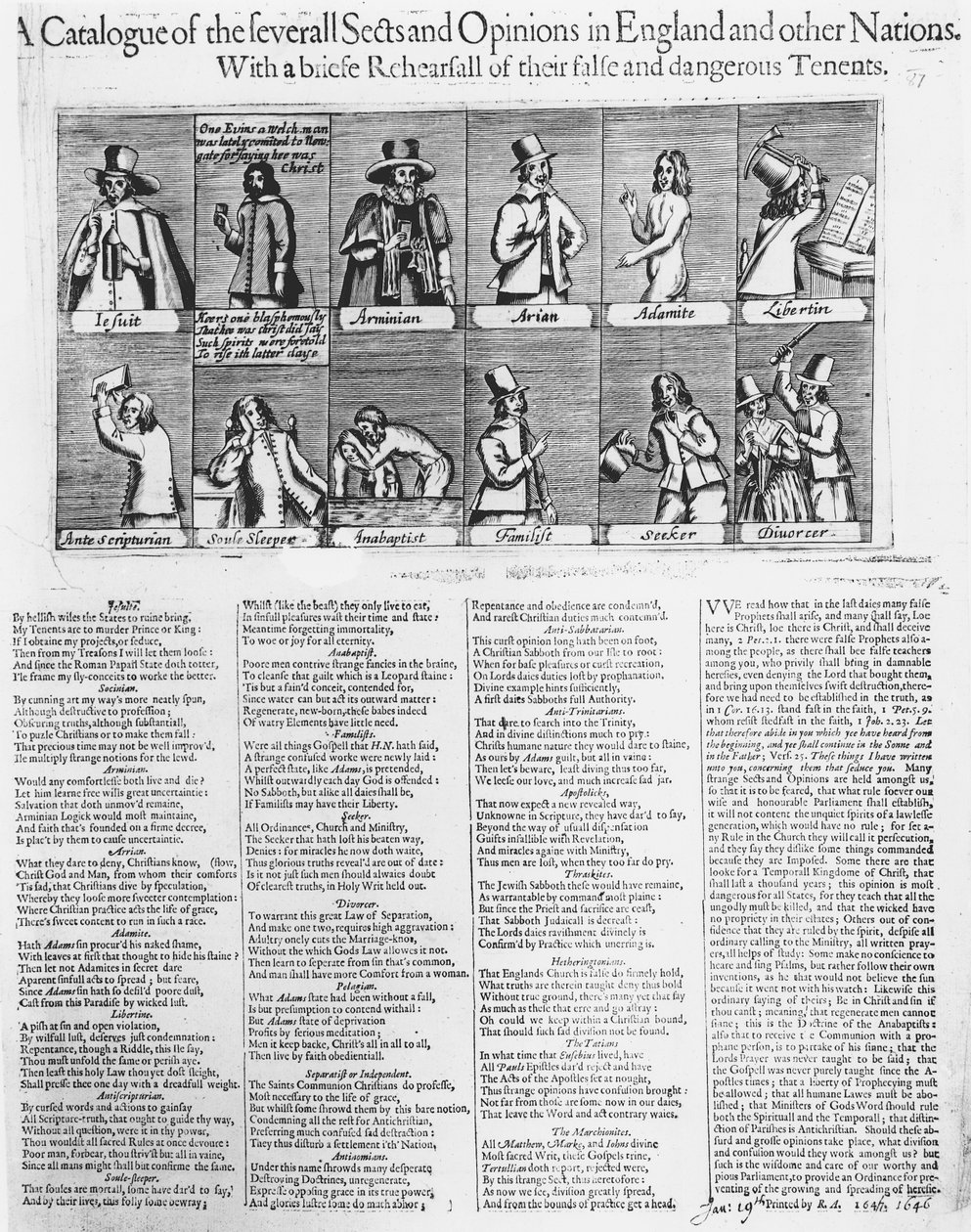 इंग्लैंड और अन्य देशों में कई संप्रदायों और मतों की सूची, 1646 द्वारा अंग्रेजी स्कूल