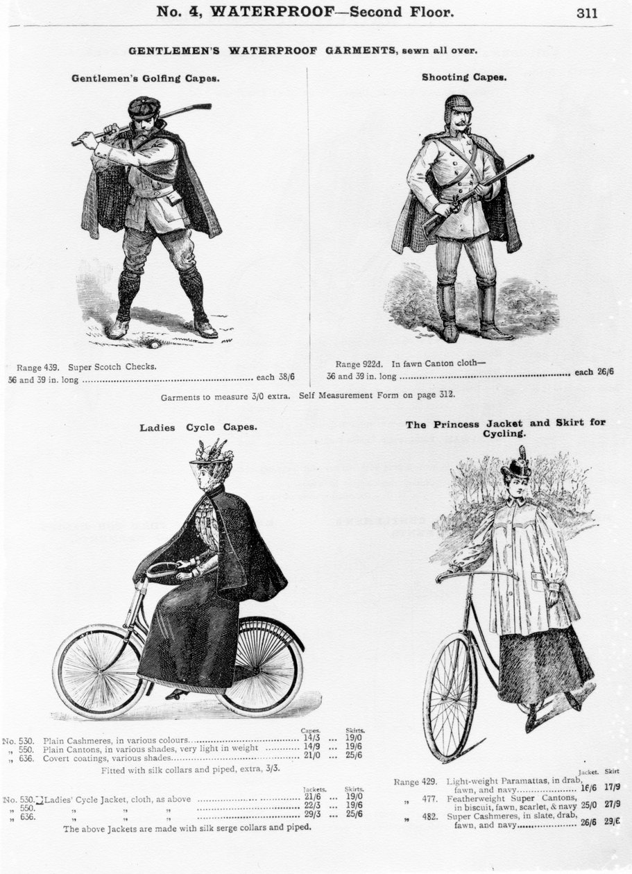आउटडोर कपड़ों के लिए विज्ञापन, c.1880-1900 द्वारा अंग्रेजी स्कूल
