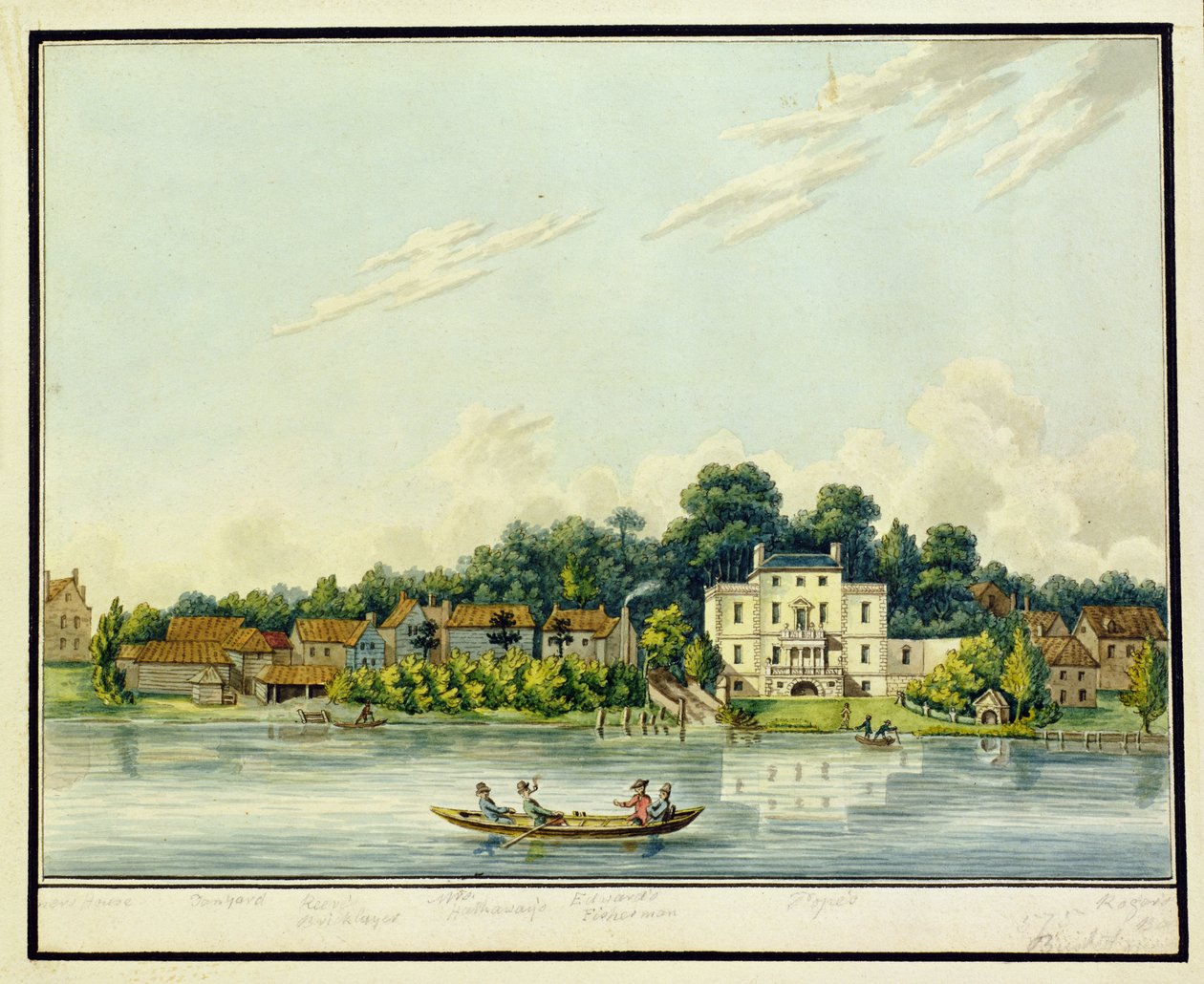 अलेक्जेंडर पोप्स ट्वेनहैम विला, c.1800 (wc पेपर पर) द्वारा अंग्रेजी स्कूल
