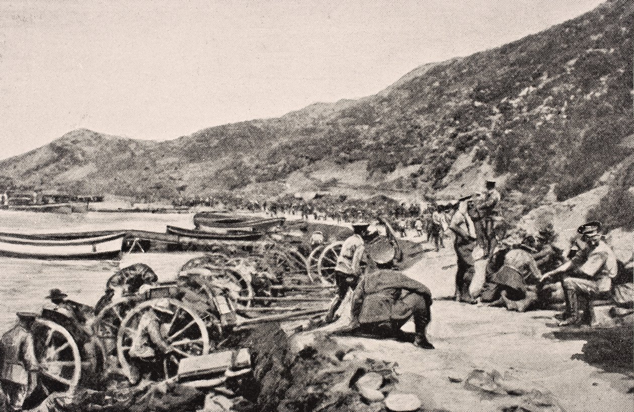 लंदन, 1916 में प्रकाशित &39;द वॉर इलस्ट्रेटेड एल्बम डे-डीलक्स&39; से एज़ाक कोव गैलीपोली प्रायद्वीप तुर्की की ऑस्ट्रेलियाई सेना, 1915 द्वारा अंग्रेजी स्कूल