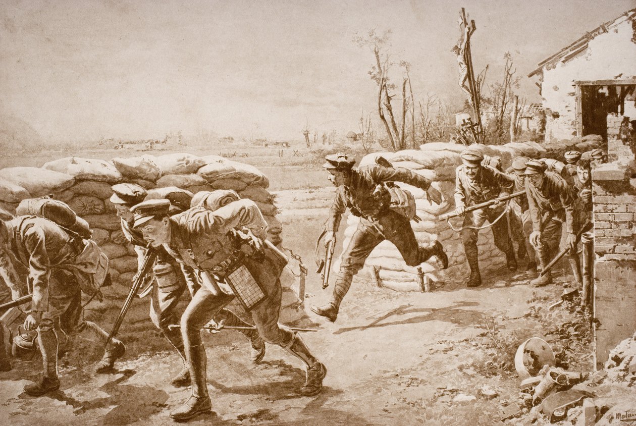ब्रिटिश सैनिकों ने एक मौका ले लिया और दुश्मन की आग से नियंत्रित अंतरिक्ष में पानी का छींटा बनाया द्वारा अंग्रेजी स्कूल