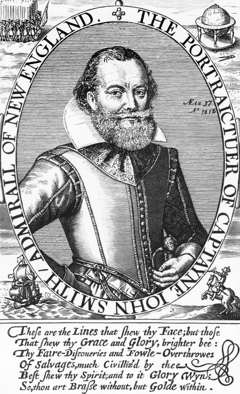 कप्तान जॉन स्मिथ (1580-1631) वर्जीनिया के प्रथम गवर्नर, 1616 द्वारा अंग्रेजी स्कूल