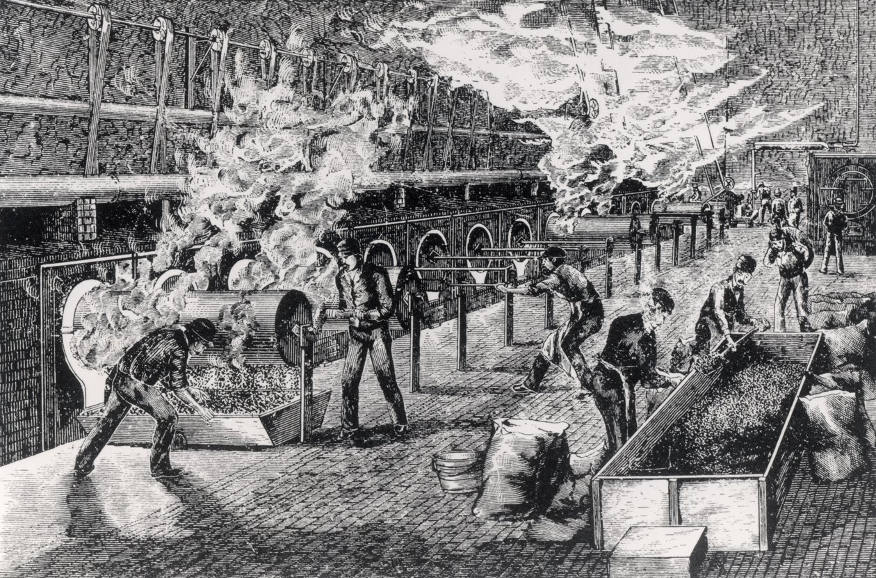 कॉफी रोस्टिंग, 1870 द्वारा अंग्रेजी स्कूल