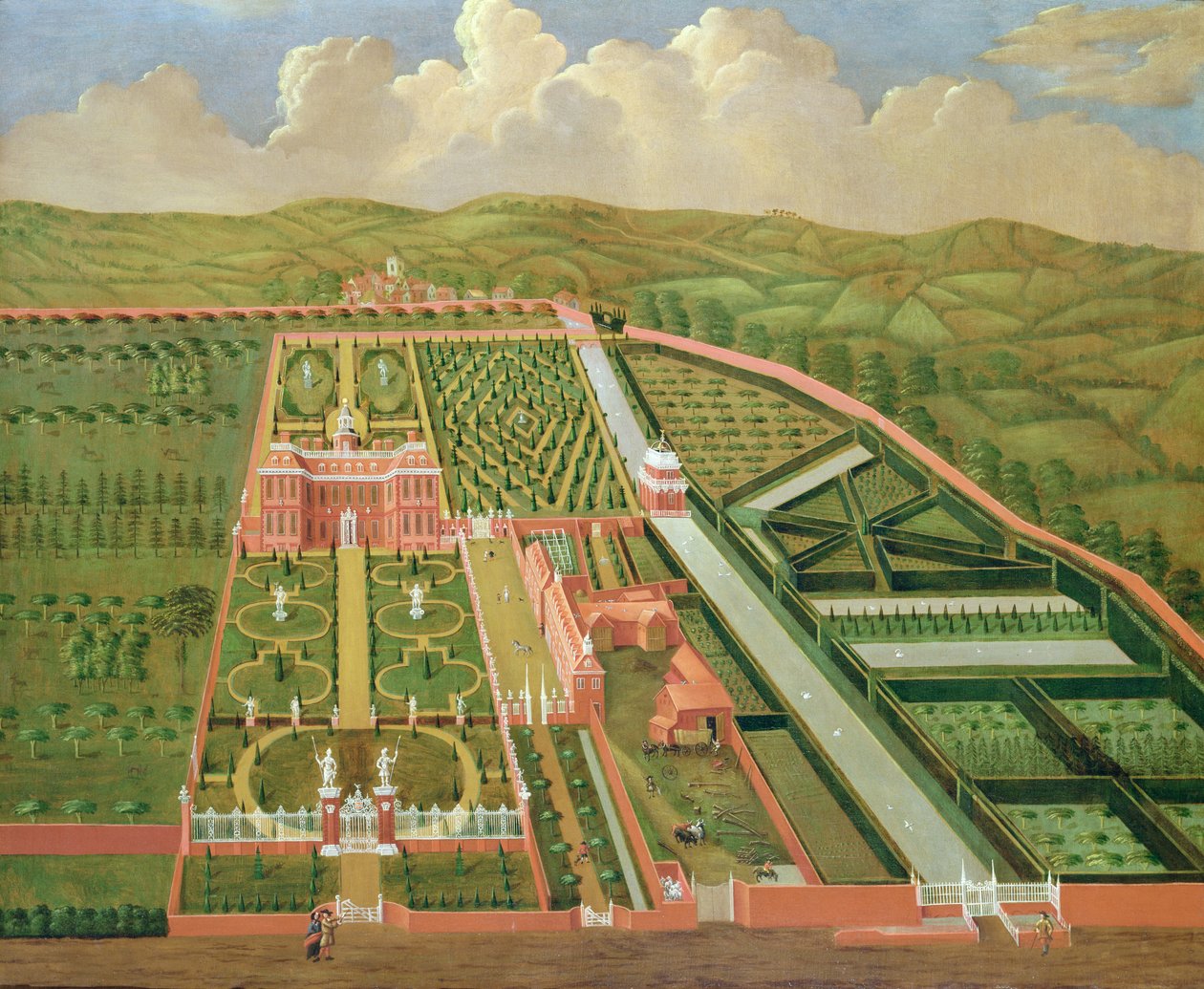 डेन्हम प्लेस, बकिंघमशायर, c.1695 द्वारा अंग्रेजी स्कूल