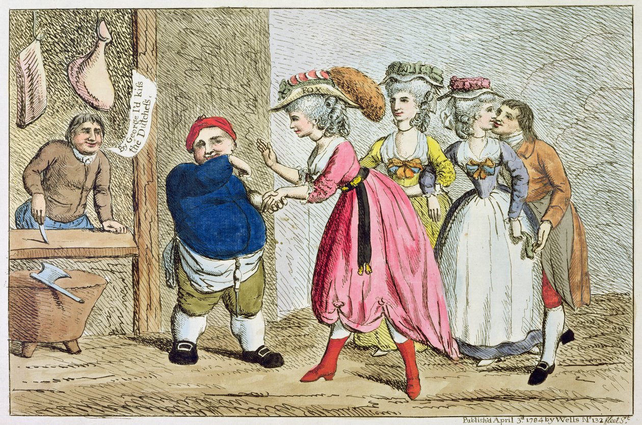 महिला प्रभाव, या, Devonshire कैनवास, 1784 (रंग नक़्क़ाशी) द्वारा अंग्रेजी स्कूल