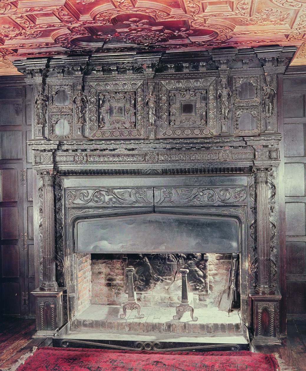चिमनी, c.1620 (नक्काशीदार लकड़ी) द्वारा अंग्रेजी स्कूल