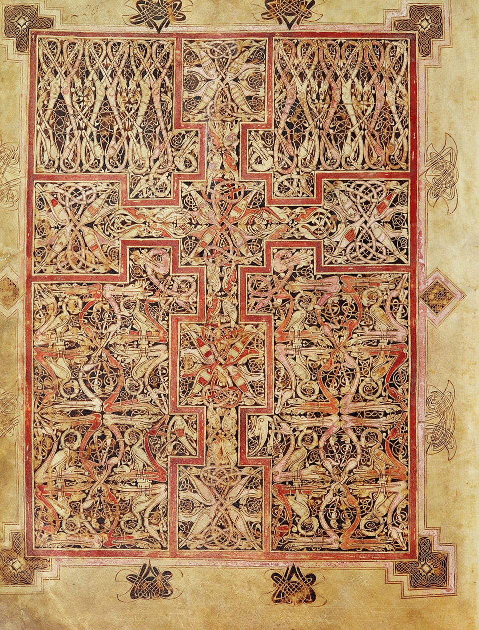 Fol.220 कालीन पृष्ठ, Lichfield Gospels से, c.720 द्वारा अंग्रेजी स्कूल