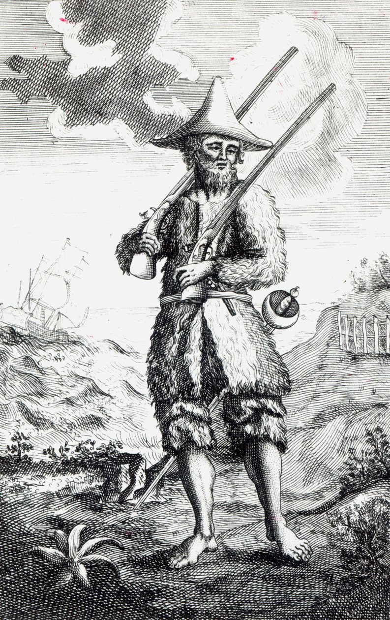 डैनियल डेफे, 1719 द्वारा &39;द लाइफ एंड स्ट्रेंज सरप्राइज़िंग एडवेंचर्स ऑफ रॉबिन्सन क्रूसो ऑफ यॉर्क, मेरिनर&39; के सामने का मैदान द्वारा अंग्रेजी स्कूल