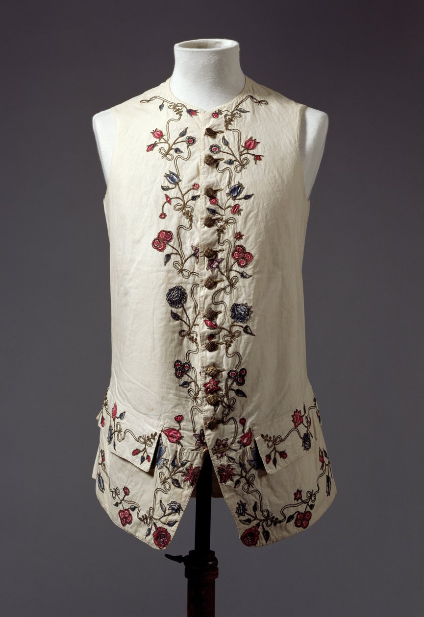 जेंटलमैन वास्कट, c.1760-70 (लिनन) द्वारा अंग्रेजी स्कूल