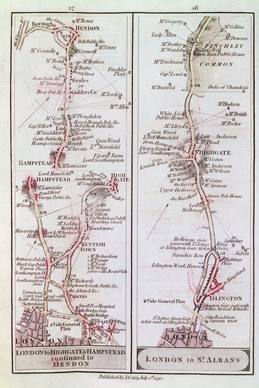 लंदन से बाहर ग्रेट नॉर्थ रोड, 1 जुलाई 1790 द्वारा अंग्रेजी स्कूल