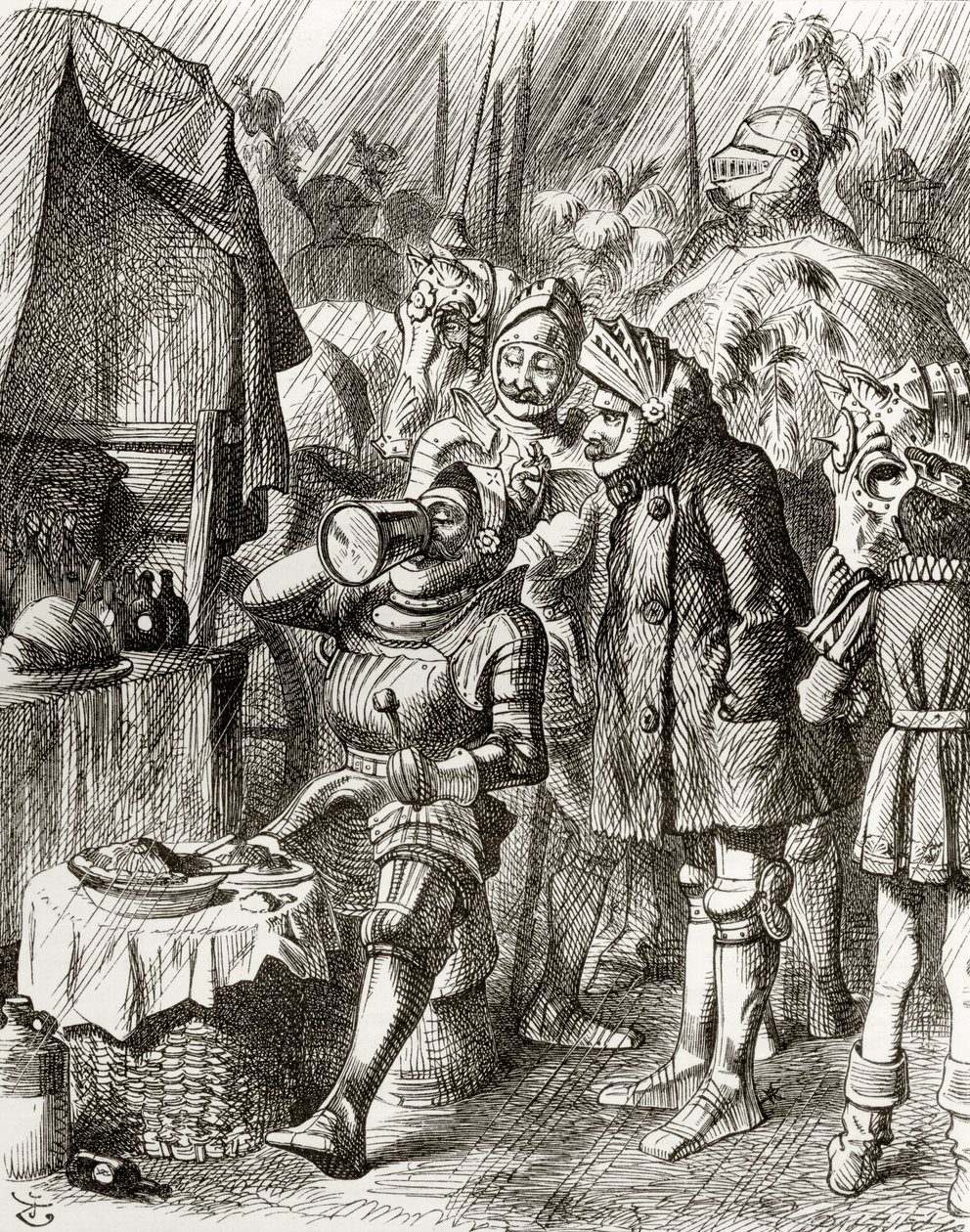 1865 में प्रकाशित थॉमस इंगोल्ड्बी की &39;द इंगोल्ड्स लीजेंड्स या मिर्थ एंड मार्वल्स&39; की कविता &39;द सिंथोट&39; के लिए जे। टेनील के बाद चित्र द्वारा अंग्रेजी स्कूल