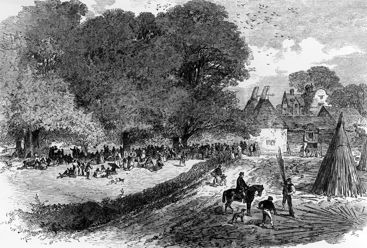 केंट हॉप क्षेत्रों में, भुगतान किए जाने की प्रतीक्षा में, 1867 द्वारा अंग्रेजी स्कूल