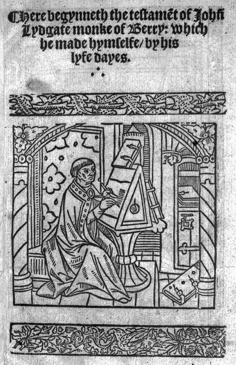 जॉन Lydgate अपनी डेस्क पर, c.1515 द्वारा अंग्रेजी स्कूल