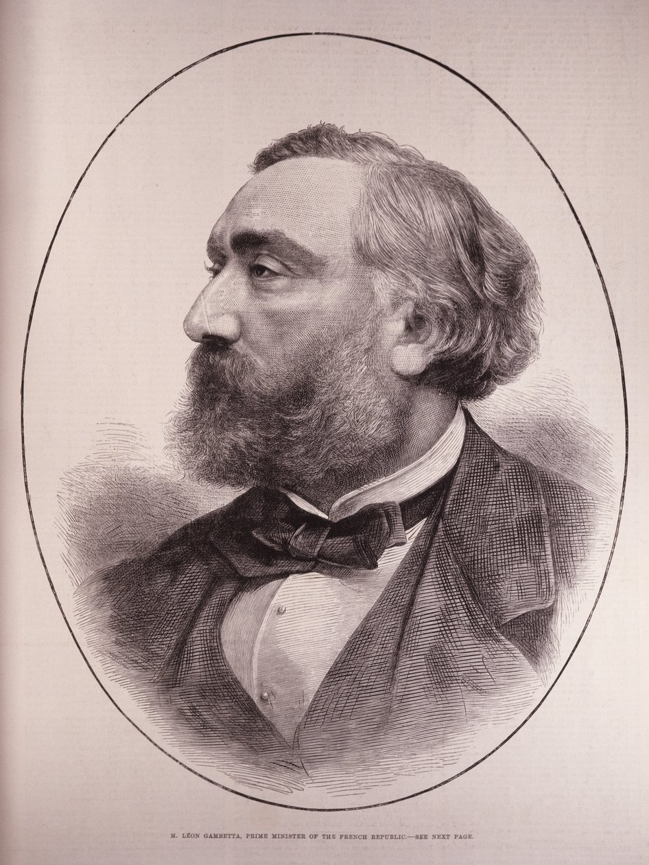 लियोन गैम्बेटा (1838-82), द इलस्ट्रेटेड लंदन न्यूज़ से फ्रांसीसी गणराज्य के प्रधानमंत्री, 12 मार्च 1881 द्वारा अंग्रेजी स्कूल