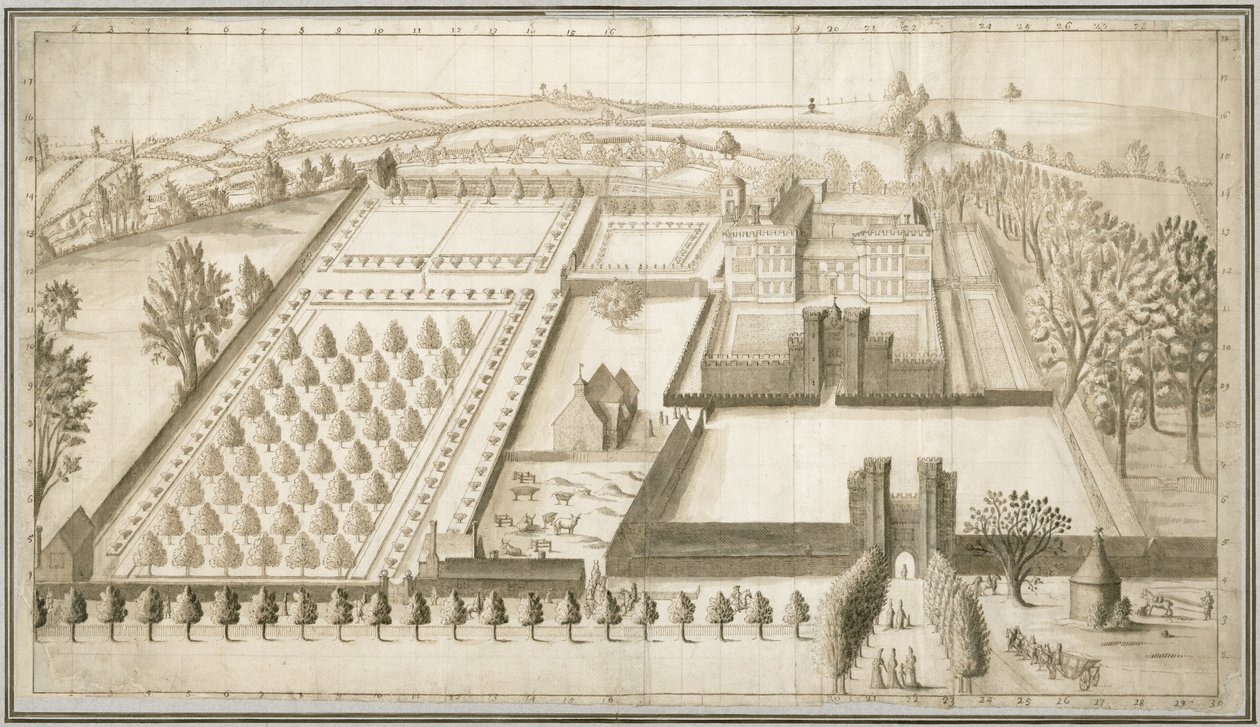 लुलिंगस्टोन कैसल, c.1670 (कागज पर धोने के साथ पेन und स्याही) द्वारा अंग्रेजी स्कूल