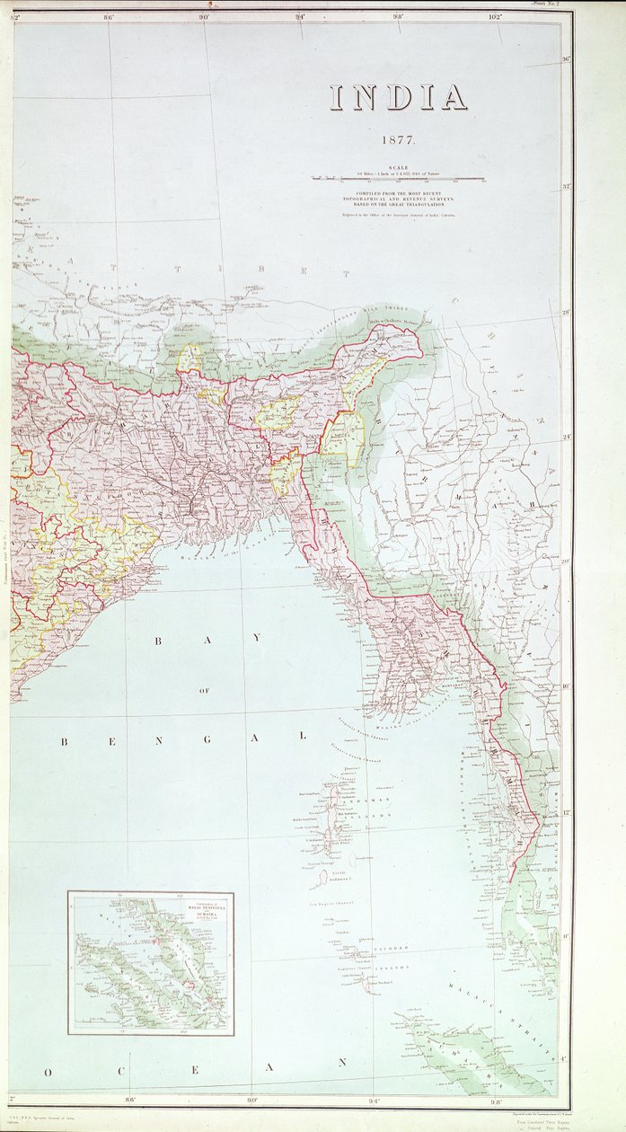 भारत का नक्शा, 1877 द्वारा अंग्रेजी स्कूल