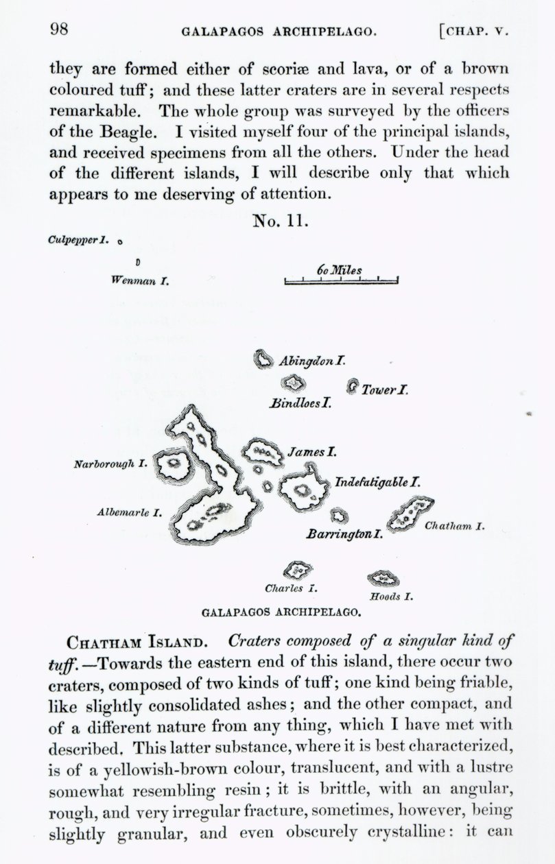 गैलापागोस द्वीपसमूह का नक्शा, 1844 द्वारा अंग्रेजी स्कूल