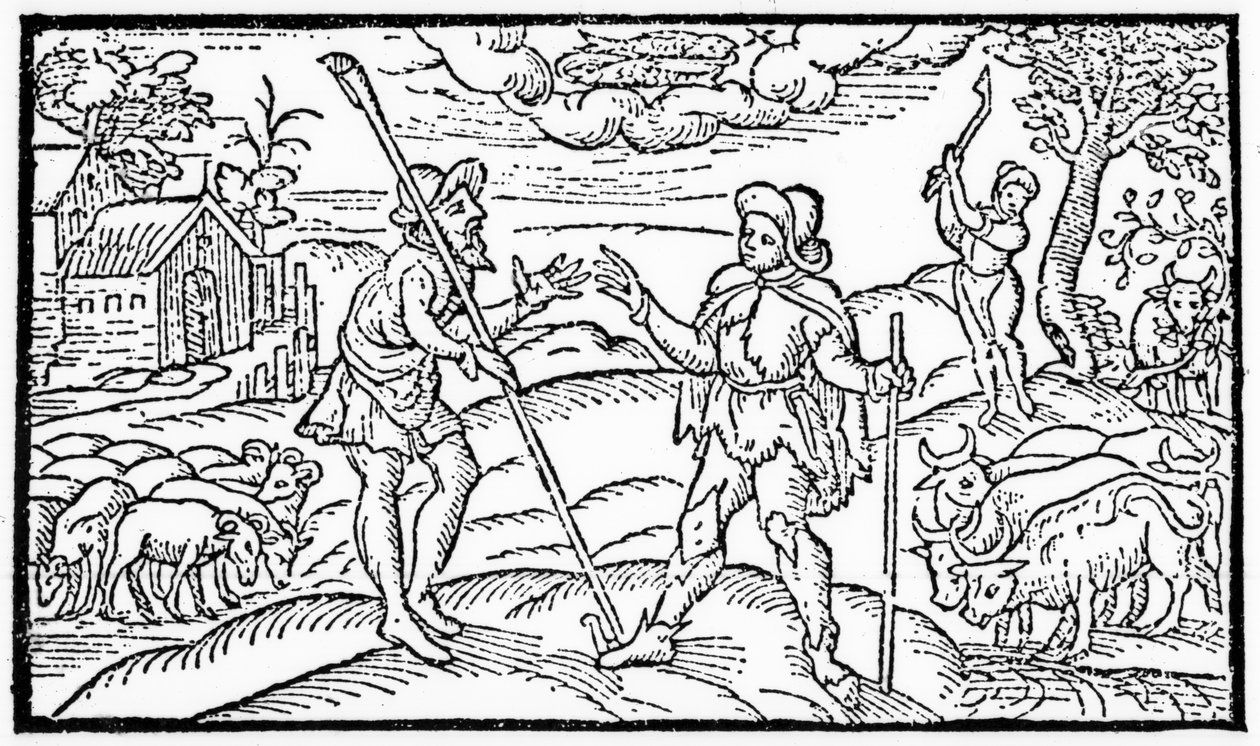 फरवरी का महीना, एडमंड स्पेंसर (1552-99) द्वारा &39;द शेफर्ड्स कलैंडर&39; से, 1579 में प्रकाशित मूल की फेमसिमाइल द्वारा अंग्रेजी स्कूल