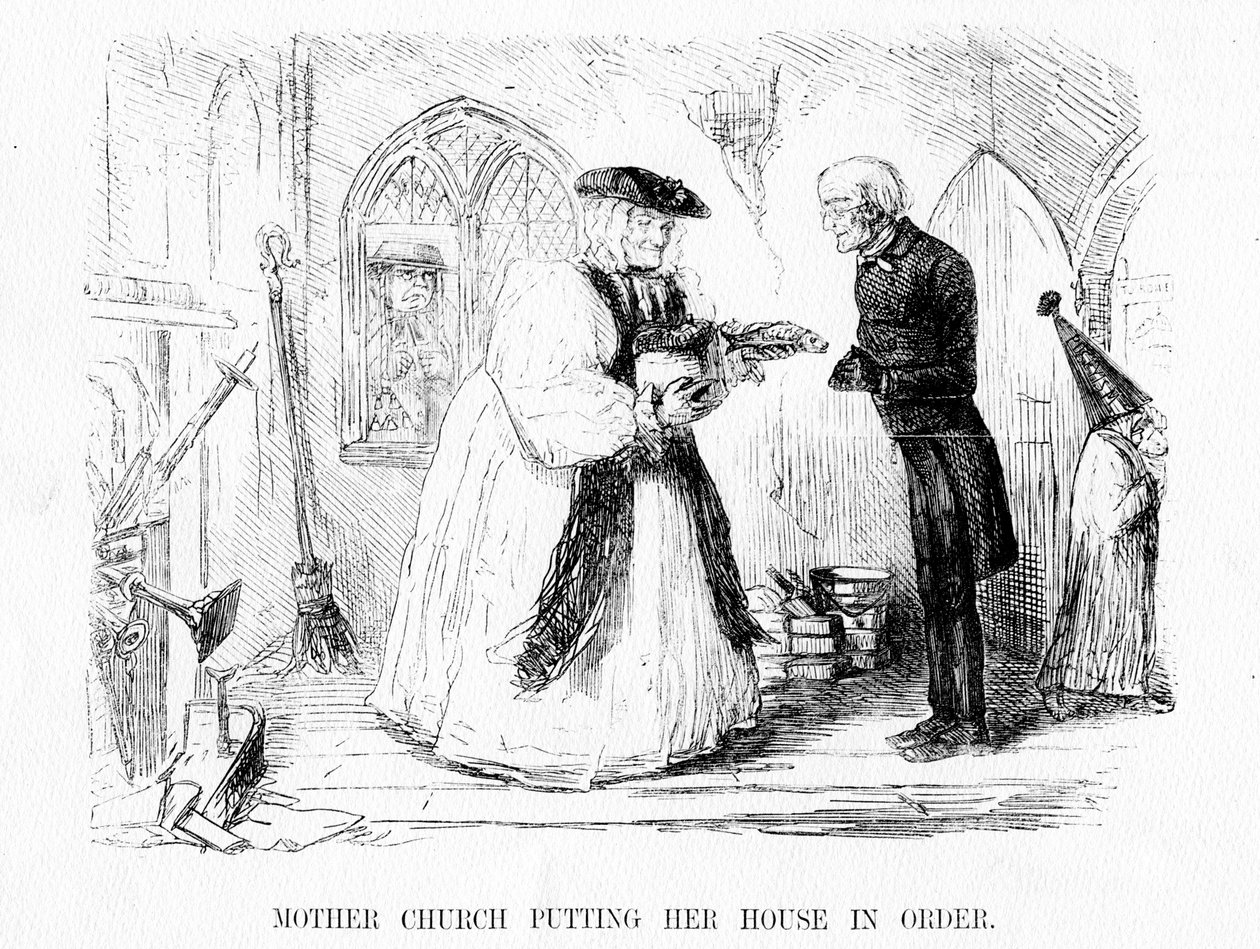 मदर चर्च ने 1850 में &39;पंच&39; से कार्टून तैयार किया द्वारा अंग्रेजी स्कूल