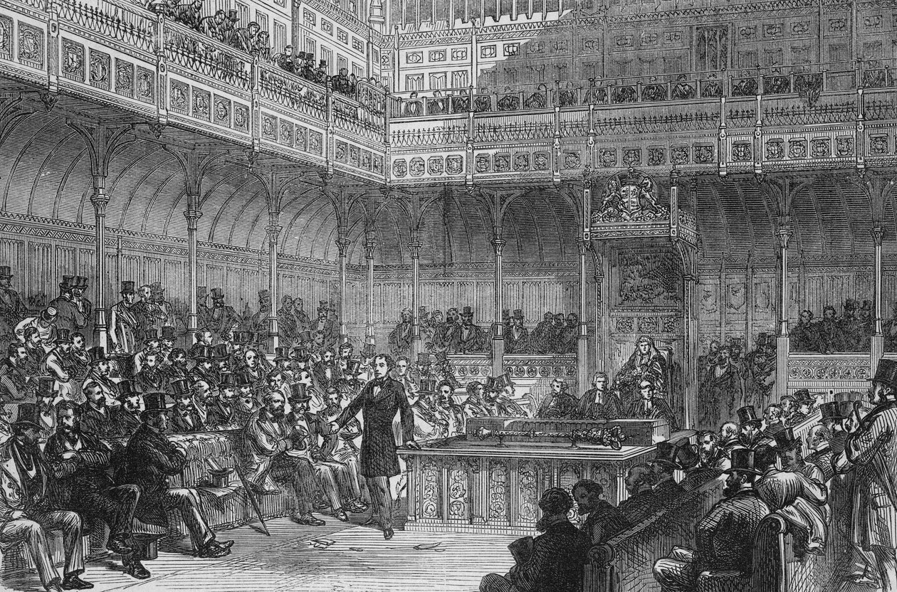 1859 में सुधार विधेयक का परिचय देते हुए श्री डिसराय द्वारा अंग्रेजी स्कूल