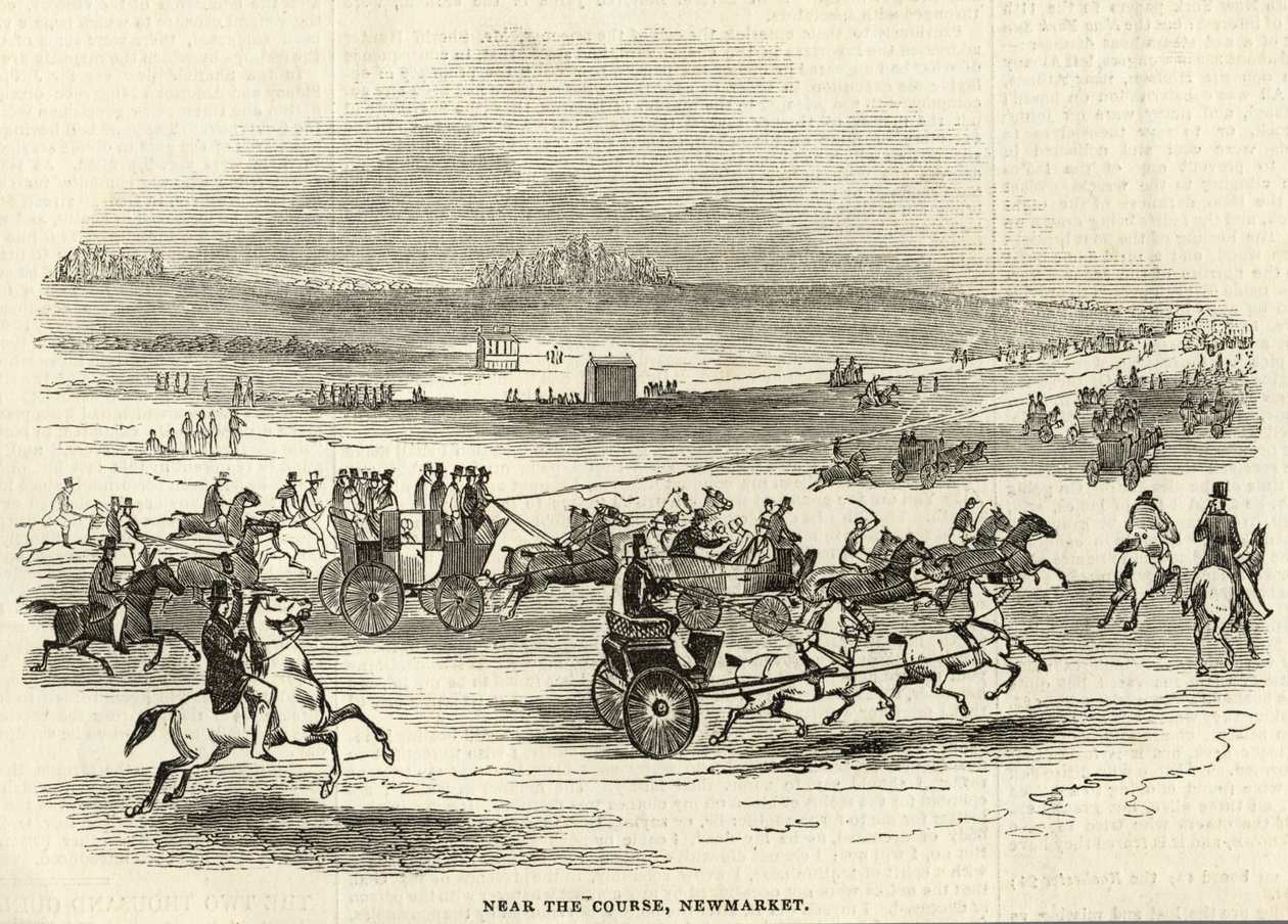 कोर्स के पास, न्यूमार्केट, &39;द इलस्ट्रेटेड लंदन न्यूज&39; से, 3 मई 1845 द्वारा अंग्रेजी स्कूल