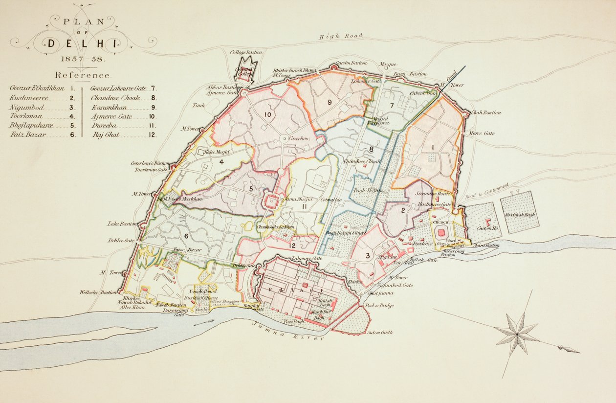 दिल्ली की योजना, 1883 द्वारा अंग्रेजी स्कूल