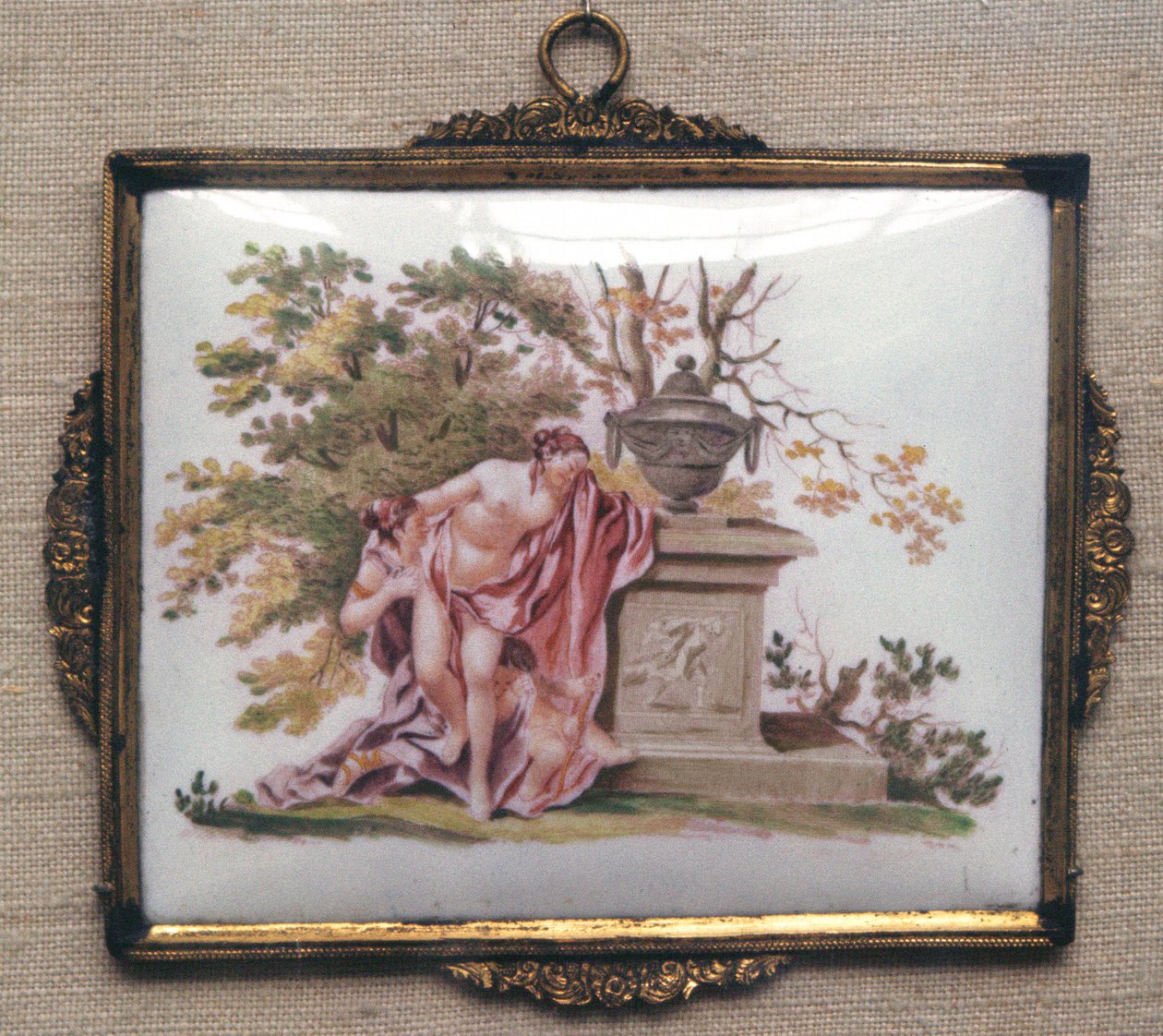 शुक्र और एडोनिस, बर्मिंघम, c.1755-60 (सिरेमिक) को दर्शाती पट्टिका द्वारा अंग्रेजी स्कूल