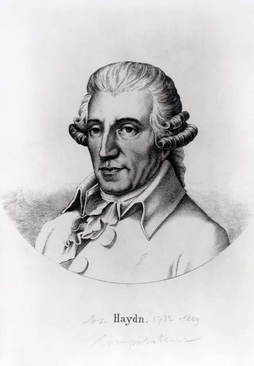 फ्रांज़ जोसेफ हेडन का पोर्ट्रेट (1732-1809) ऑस्ट्रियाई संगीतकार द्वारा अंग्रेजी स्कूल