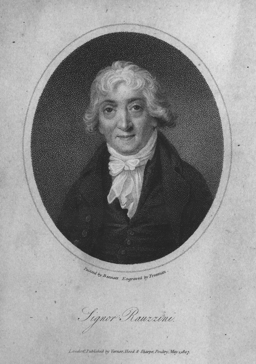 सैम्यूल फ्रीमैन (1773-1857) द्वारा उत्कीर्ण वेनेजियो राउज़िनी (1746-1810) का चित्र द्वारा अंग्रेजी स्कूल
