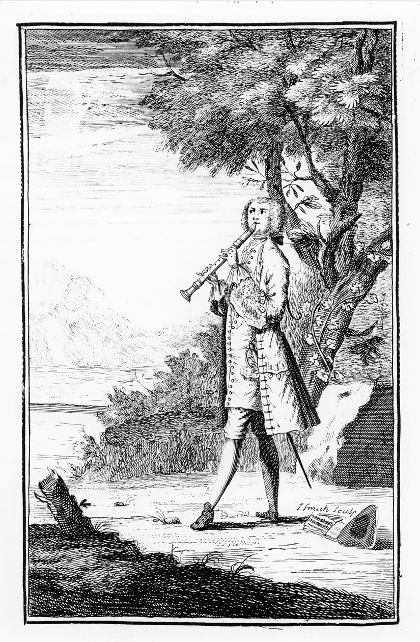 जे। स्मिथ, 1731 द्वारा उत्कीर्ण &39;मॉडर्न म्यूजिक मास्टर्स&39; से रिकॉर्डर प्लेयर द्वारा अंग्रेजी स्कूल