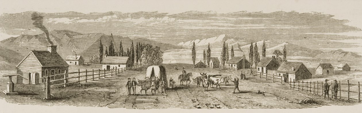 1850 में Tra अमेरिकन पिक्चर्स ’की ओर से साल्ट लेक सिटी, द धार्मिक ट्रैक्ट सोसायटी द्वारा प्रकाशित, 1876 द्वारा अंग्रेजी स्कूल