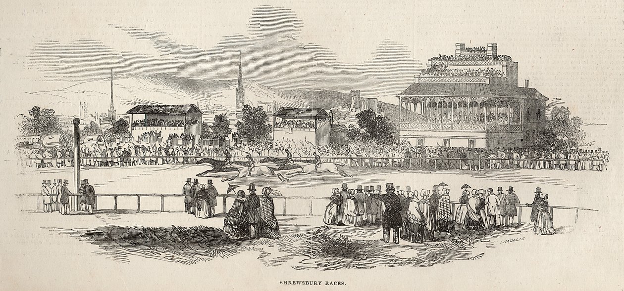 24 मई 1845 को &39;द इलस्ट्रेटेड लंदन न्यूज़&39; से श्रूस्बरी दौड़ द्वारा अंग्रेजी स्कूल