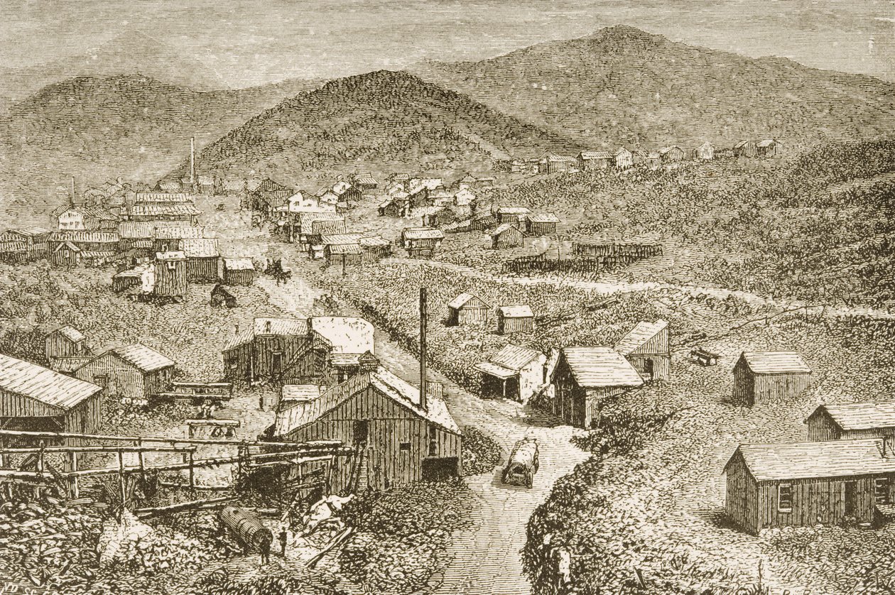 सिल्वर सिटी, नेवादा, c.1870, &39;अमेरिकन पिक्चर्स&39; से, द धार्मिक ट्रैक्ट सोसायटी, 1876 द्वारा प्रकाशित द्वारा अंग्रेजी स्कूल