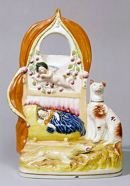 स्टैफोर्डशायर घड़ी धारक, c.1850 (सिरेमिक) द्वारा अंग्रेजी स्कूल