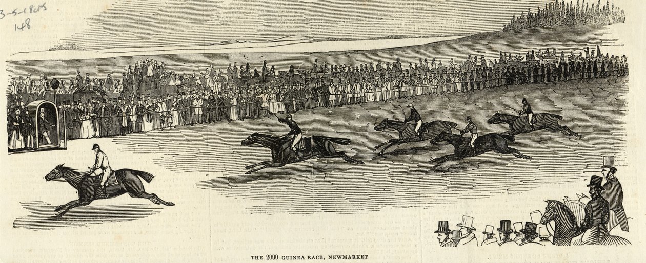 2000 गिनी रेस, न्यूमार्केट, &39;द इलस्ट्रेटेड लंदन न्यूज&39;, 3 मई 1845 से द्वारा अंग्रेजी स्कूल