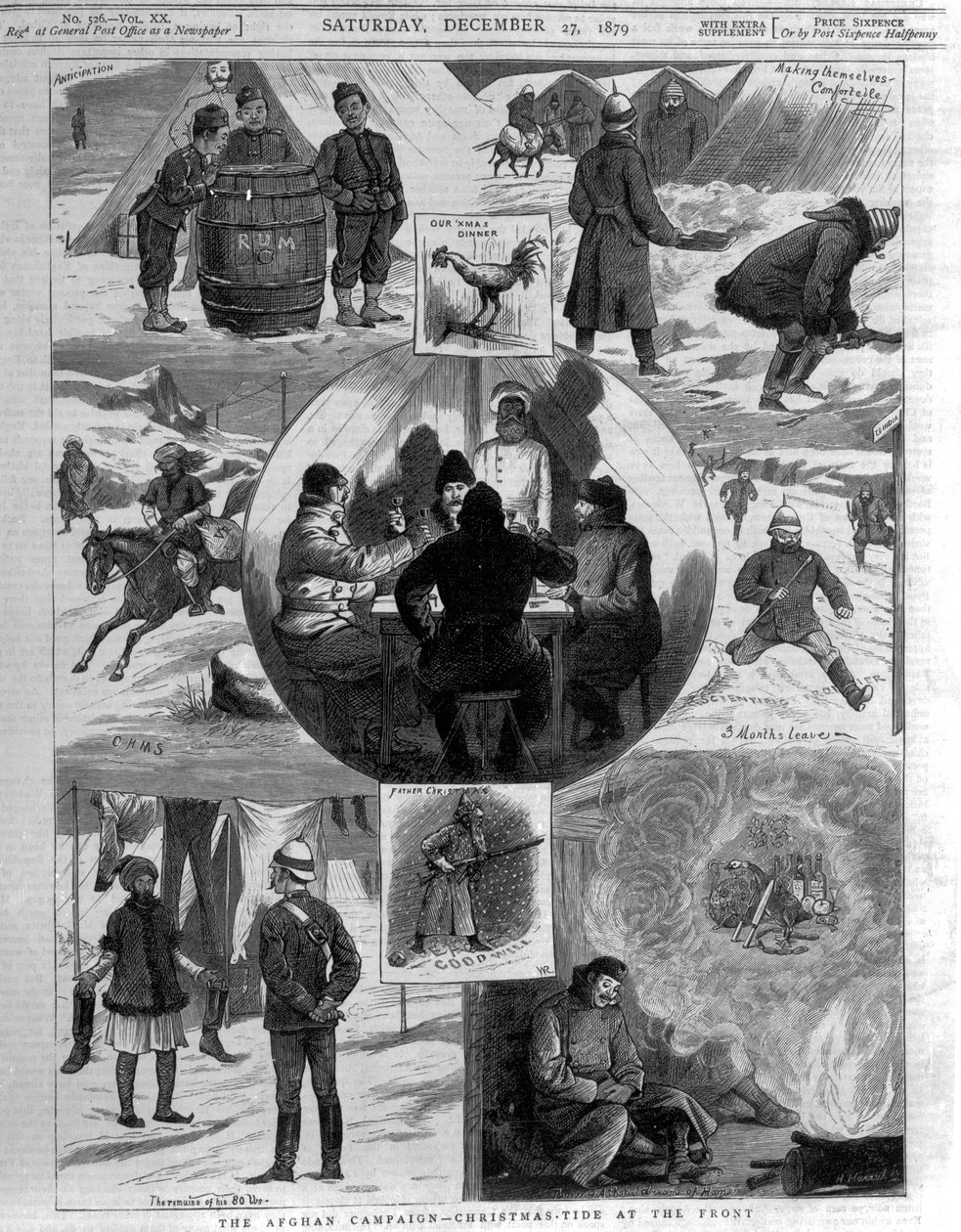 द अफगान कैंपेन- क्रिसमस टाइड एट द फ्रंट, 27 फरवरी 1879 को &39;द ग्राफिक&39; से प्राप्त चित्र द्वारा अंग्रेजी स्कूल