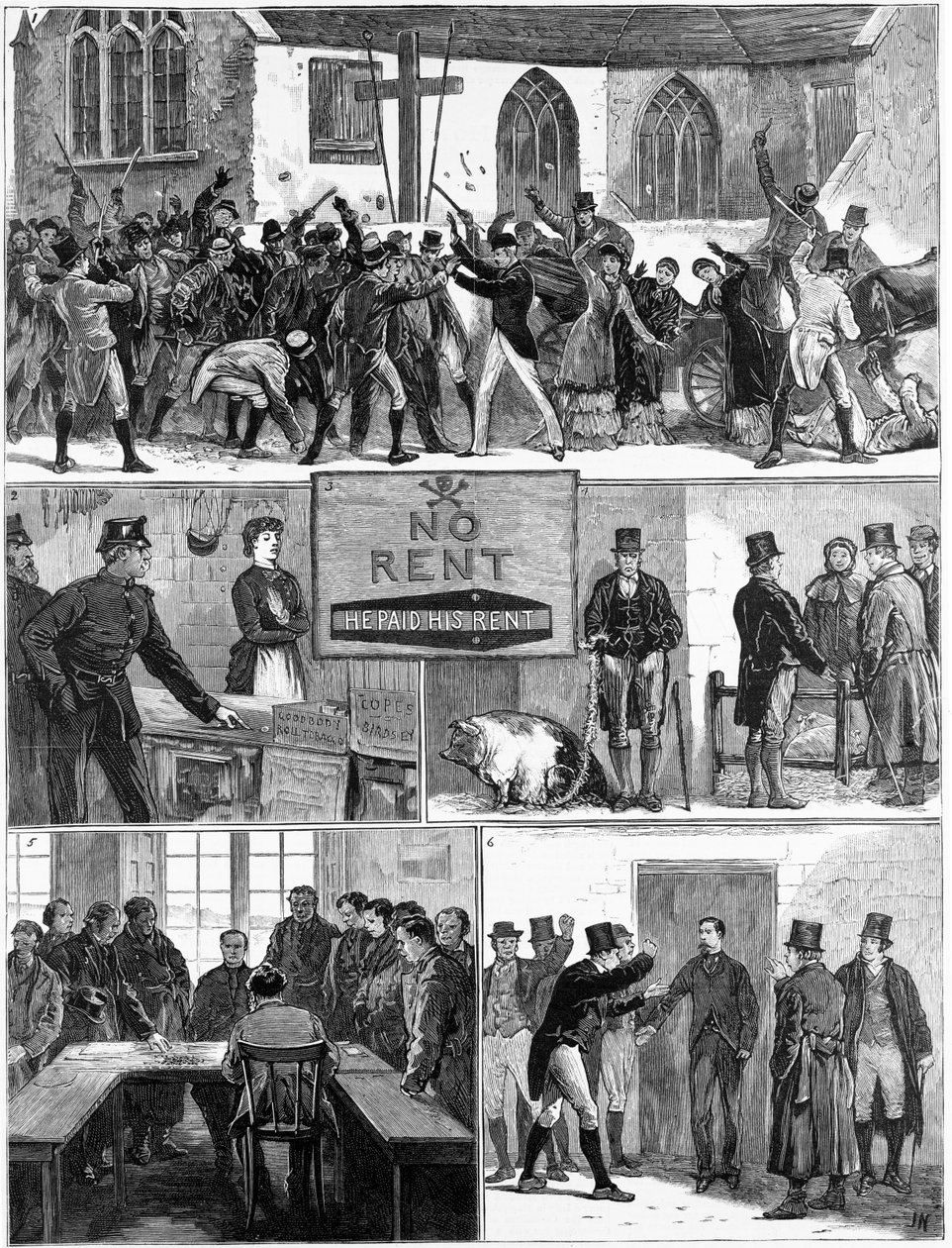 आयरलैंड की दशा, &39;द ग्राफिक ’से चित्रण, 24 दिसंबर 1881 को प्रकाशित हुआ द्वारा अंग्रेजी स्कूल